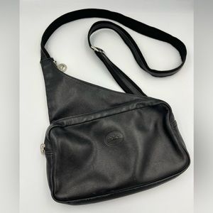 Vintage Longchamp Pebble Leather Adjustable CrossBody Black Made in France